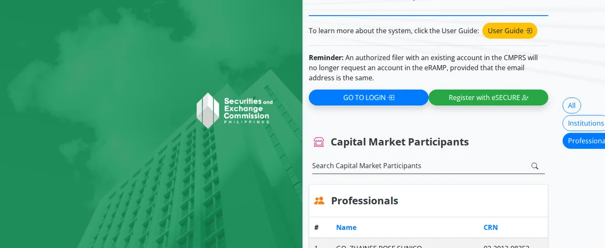 Capital Market Participants — Professionals — eramp.sec.gov.ph